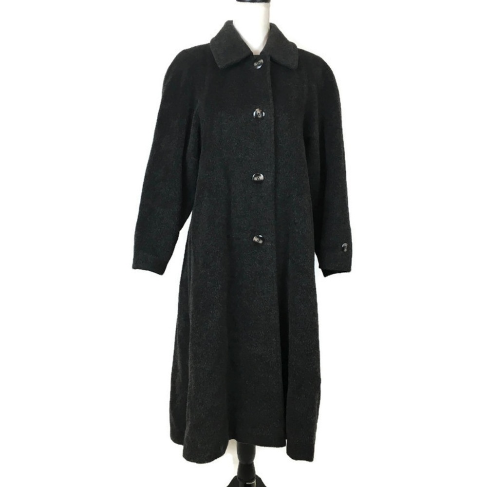 John Weitz Swing Coat Size 4P Gray Wool Mohair